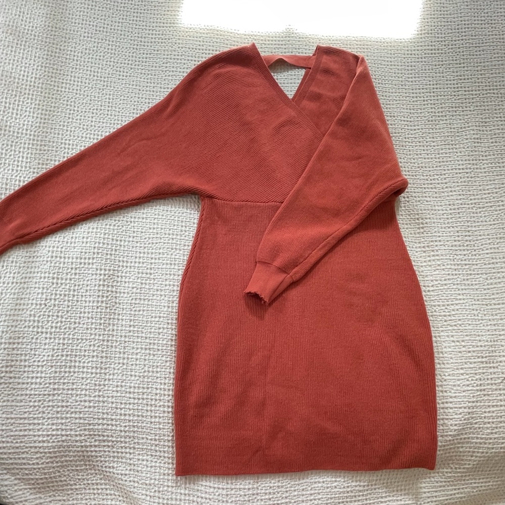 Orange/Salmon color Sweater Dress